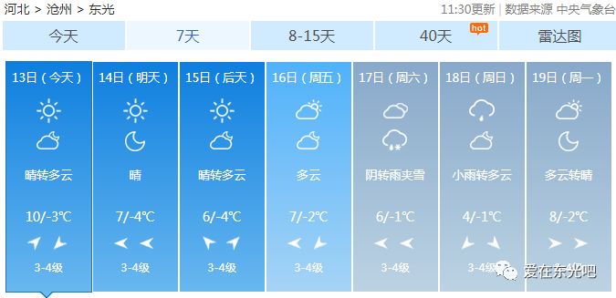 东光天气预报最新更新