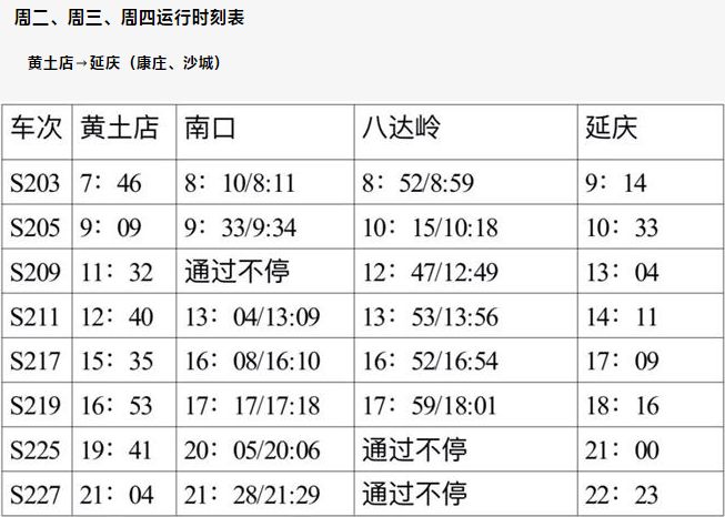 八达岭S2线最新时刻表全面解析